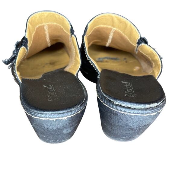 Bjorndal "Jessie" Platform Heels Women's Sz 10 Black Pebbled Leather Mules Boho - Picture 3 of 8